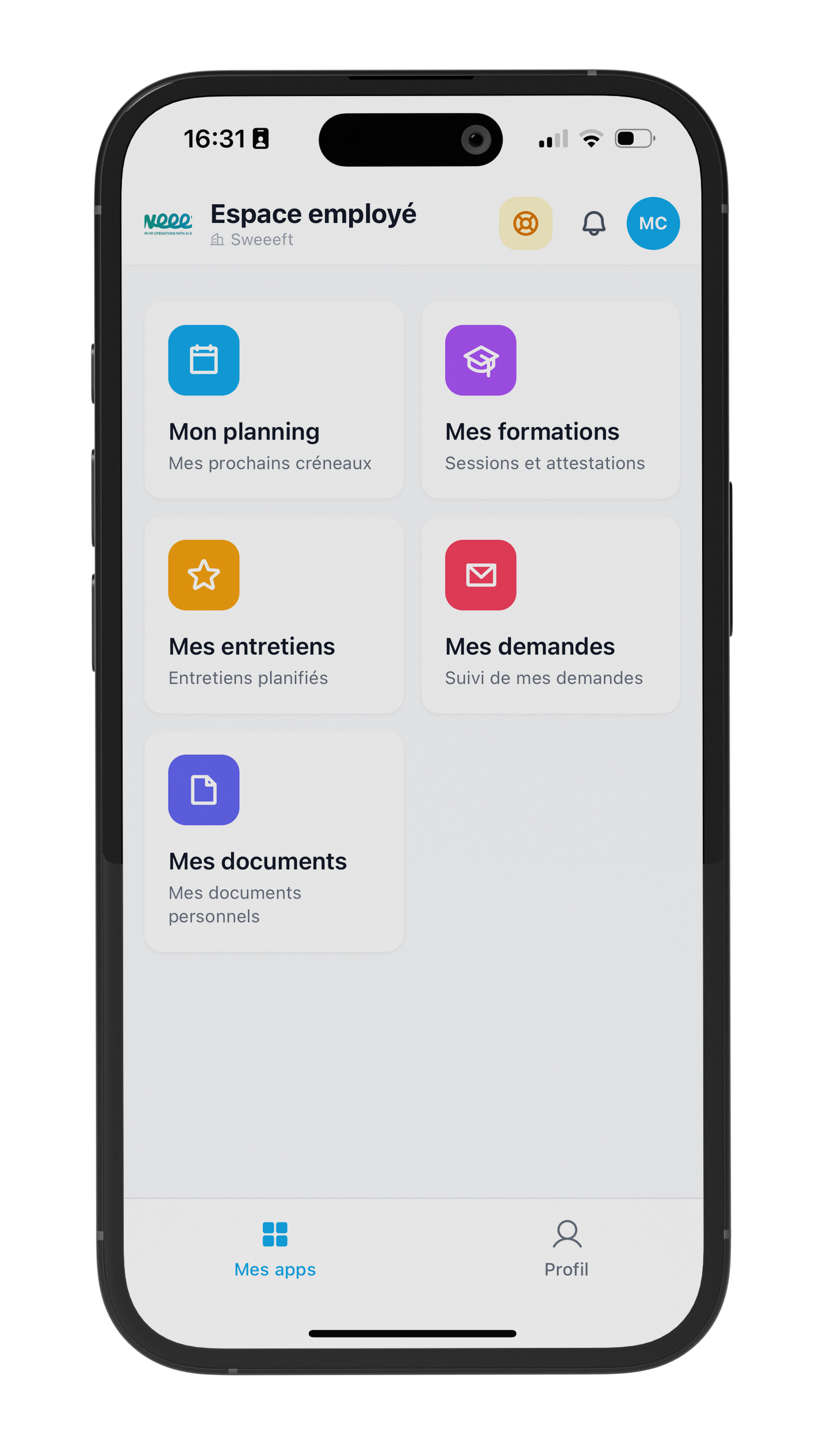 Mobile app for the talent space with schedule, training and interviews