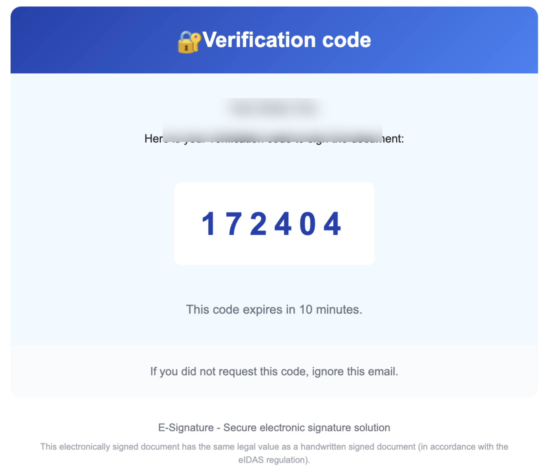 Parcours de signature — Code de vérification OTP sécurisé